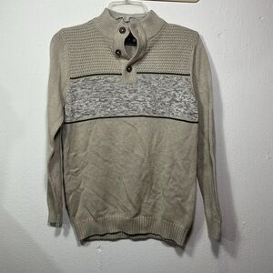 Retrofit Beige Crewneck Sweater with Button Detail